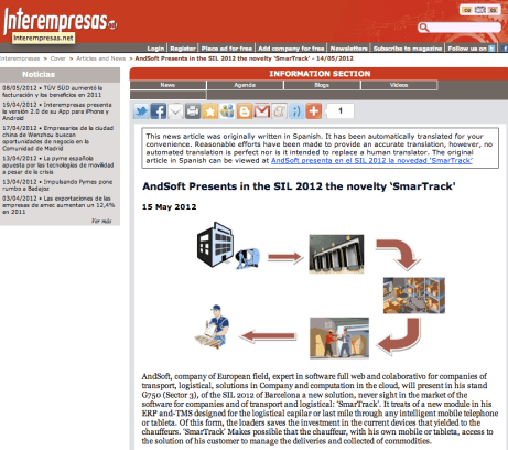 SmarTrack en Interempresas