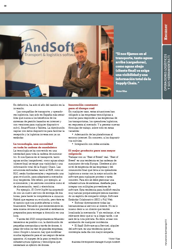 Tribuna Opinión Victor Vilas en Manutención y Almacenaje Enero 2016