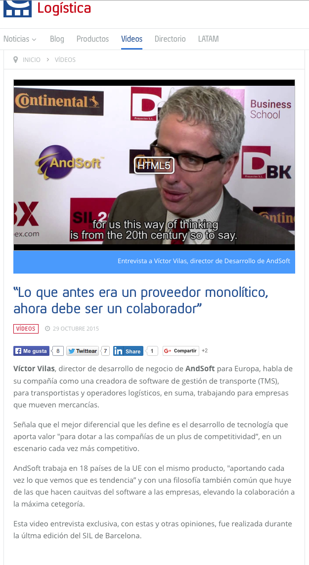 Cuadernos de Logística entrevista a Víctor Vilas AndSoft