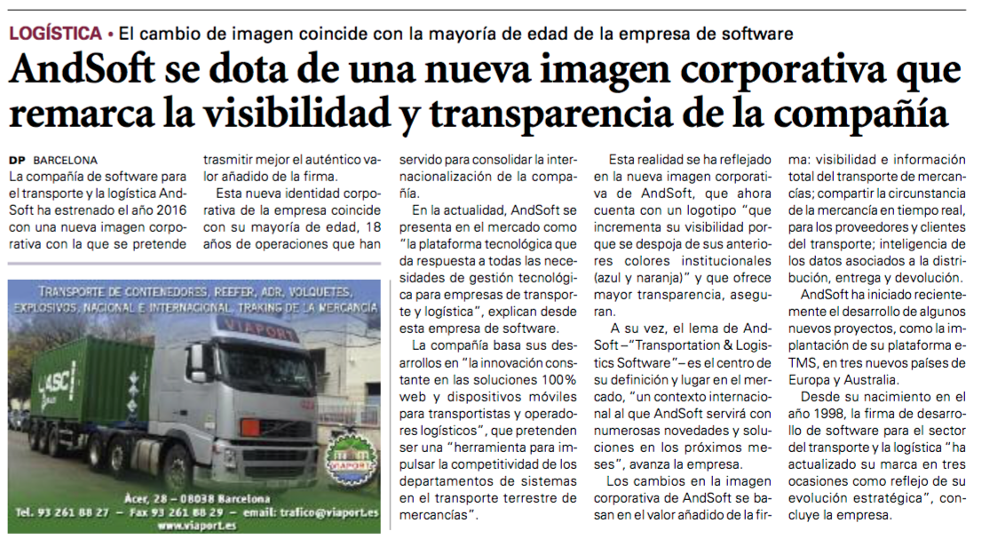andsoft nueva identidad corporativa Diario del Puerto 8 enero 2016