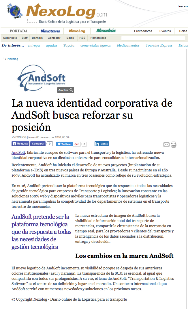andsoft nueva identidad corporativa nuevo logo 8 enero 2016 Nexotrans