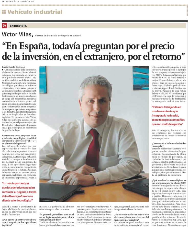 Entrevista a Víctor Vilas en El Vigía 9 feb 2015